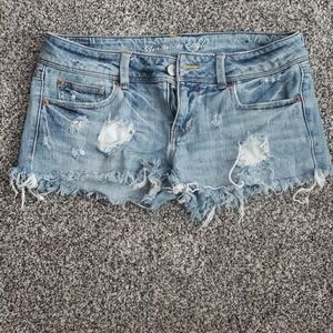 Distressed jean shorts